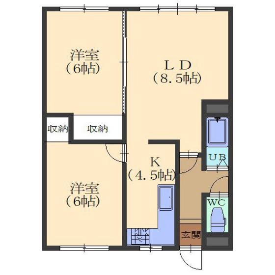 パレス神山(2LDK/1階)の間取り写真