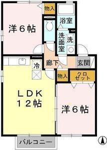 ロイヤル倉治 B棟(2LDK/1階)の間取り写真