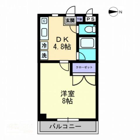 フォレスト林(1DK/1階)の間取り写真