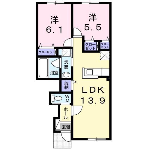 パンプキンV(2LDK/1階)の間取り写真