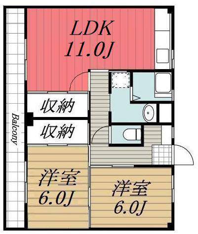 ビレッジハウス市原2号棟(2LDK/1階)の間取り写真