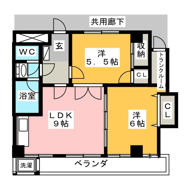 メゾンドール杉浦(2LDK/4階)の間取り写真