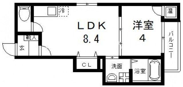 DOAHN長瀬(1LDK/1階)の間取り写真