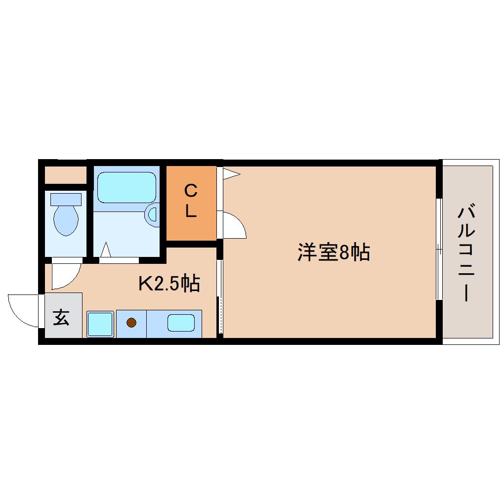 リバーパーク新大宮(1K/2階)の間取り写真