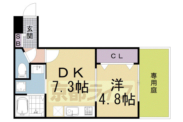 マレッタ京都天神川(1DK/1階)の間取り写真