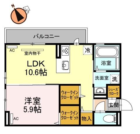 メゾン沖浜(1LDK/3階)の間取り写真