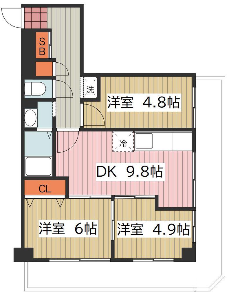キャピタル南越(2DK/2階)の間取り写真