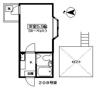 ハイツ オリーブ(1K/2階)の間取り写真