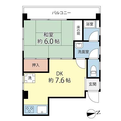 岡島ビル(1DK/4階)の間取り写真