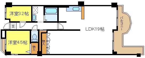 南海住吉清水丘グリーンコート(2LDK/3階)の間取り写真
