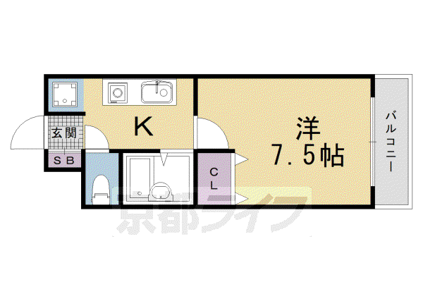 O・H・K・7(1K/6階)の間取り写真