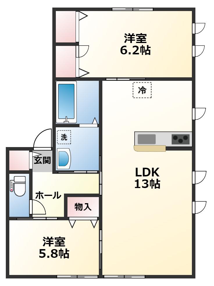 レトア糸井(2LDK/1階)の間取り写真