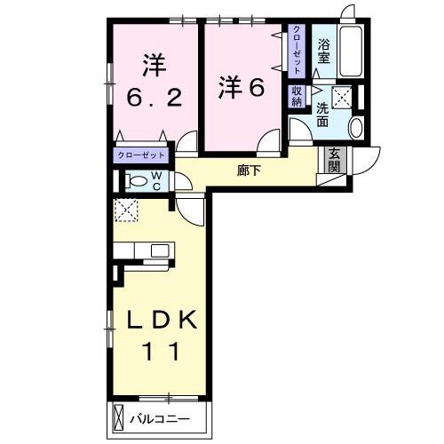 ソフィア(2LDK/2階)の間取り写真