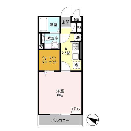 シャルマンS(1K/1階)の間取り写真