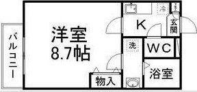 クレフラスト福祉大前IIB(1K/1階)の間取り写真