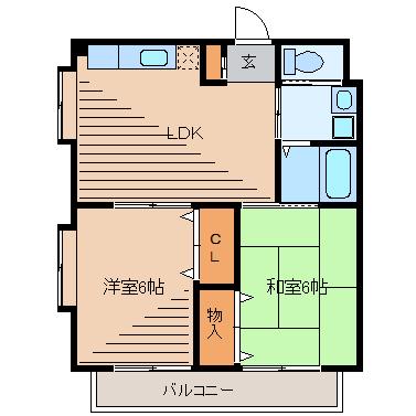ハイツマコト 1(2LDK/2階)の間取り写真