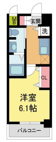 エスリード西宮北口第2(1K/5階)の間取り写真