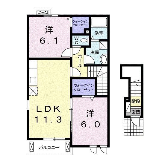 サン・マルジュI(2LDK/2階)の間取り写真