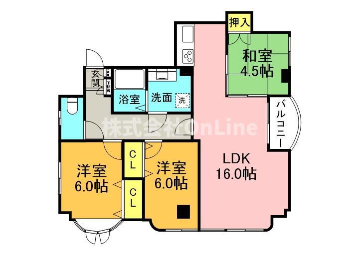アネックスあしべ(3LDK/5階)の間取り写真