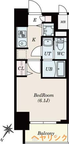 S-RESIDENCE一社(1K/2階)の間取り写真