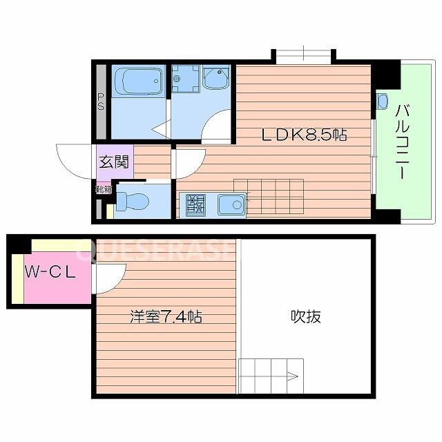 グレース長居(1LDK/6階)の間取り写真