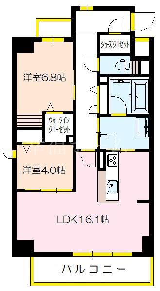 BIONA(2LDK/9階)の間取り写真
