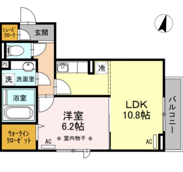 D-ROOM煌(1LDK/2階)の間取り写真