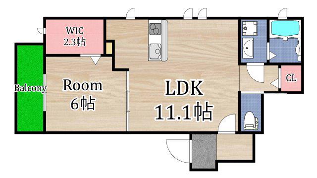 グラシューズ(1LDK/2階)の間取り写真