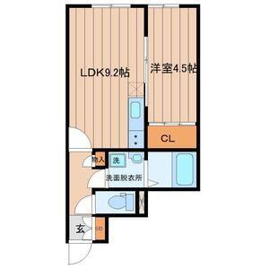 リヴェール台原(1LDK/1階)の間取り写真