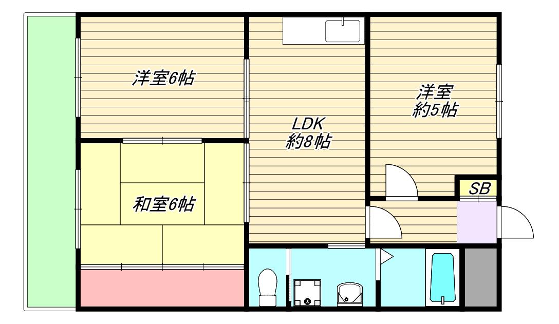 ワイズレジデンス守口(3LDK/1階)の間取り写真