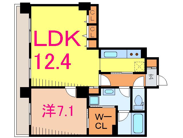 ドゥーエ蒲田(1LDK/11階)の間取り写真