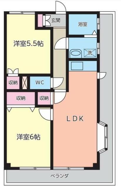 サバービア2(2LDK/3階)の間取り写真