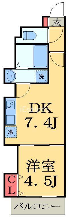 サザンクロス東千葉(1DK/4階)の間取り写真