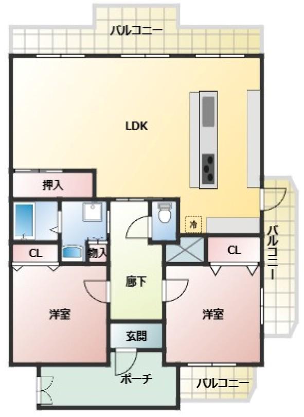 シティハイツこの花(2LDK/12階)の間取り写真