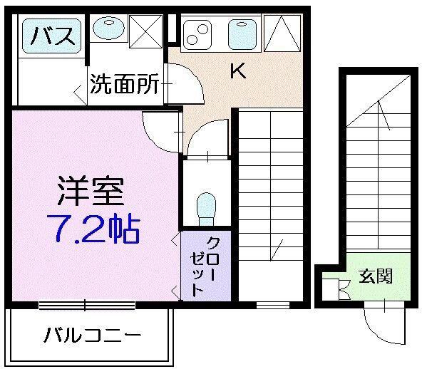ポアンドール(1K/2階)の間取り写真