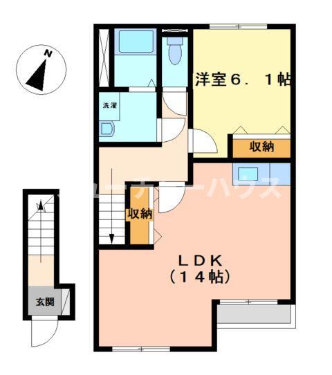 グレース(1LDK/2階)の間取り写真