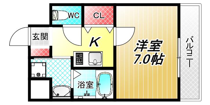 グッドライフ岩田(1K/4階)の間取り写真