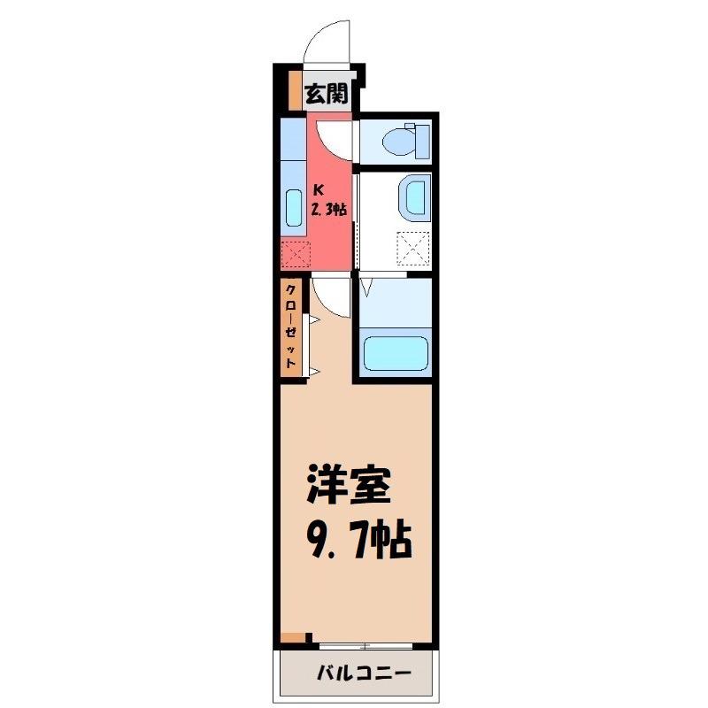 ヒカルサ深谷I(1K/1階)の間取り写真