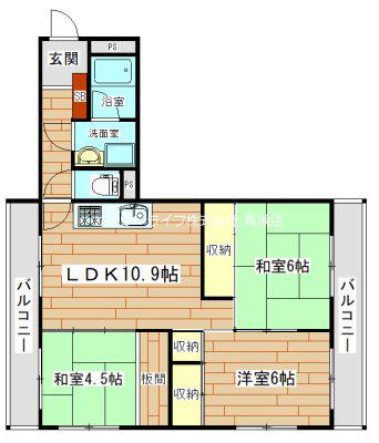 ハイツ大手町II(3LDK/2階)の間取り写真