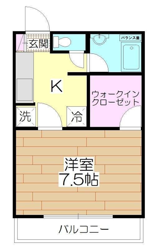ネット第77ビル(1K/3階)の間取り写真