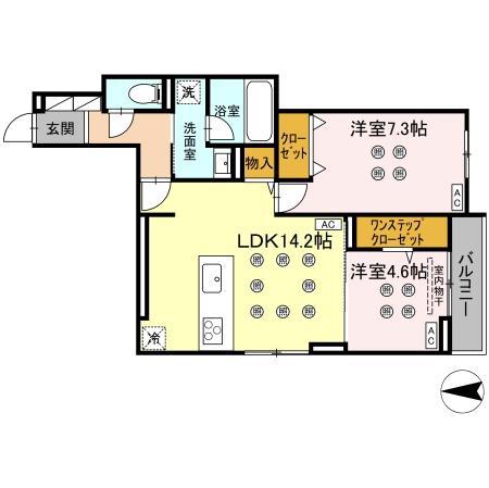 CREST COURT(2LDK/3階)の間取り写真