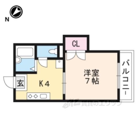 スチューデントビレッジ(1K/1階)の間取り写真