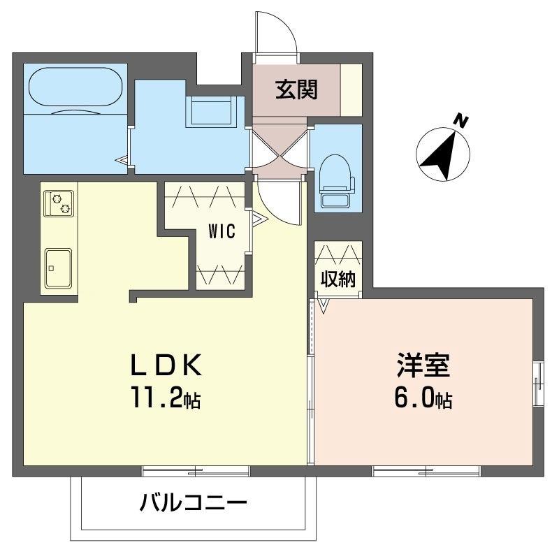 フレア光が丘(1LDK/2階)の間取り写真