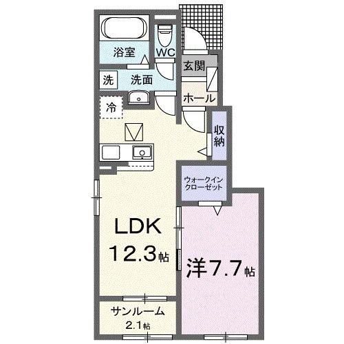 フォーピュア I(1LDK/1階)の間取り写真