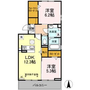 グランディア(2LDK/1階)の間取り写真