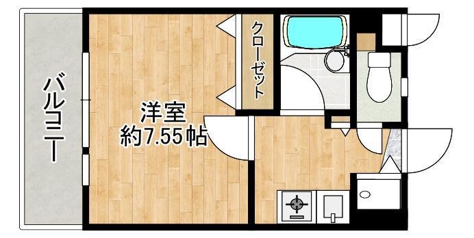 デューク高宮(1K/3階)の間取り写真