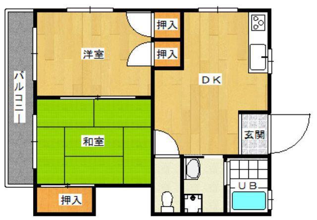 アーバン宇美(2DK/2階)の間取り写真