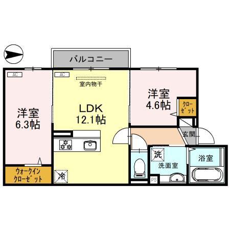 アニエス(2LDK/2階)の間取り写真