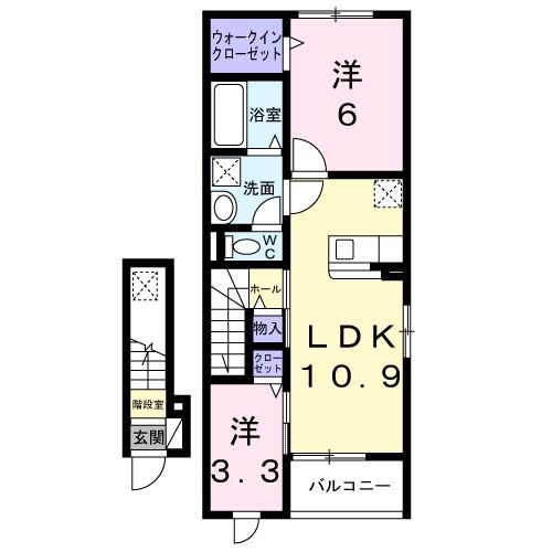 HMS77(2LDK/2階)の間取り写真