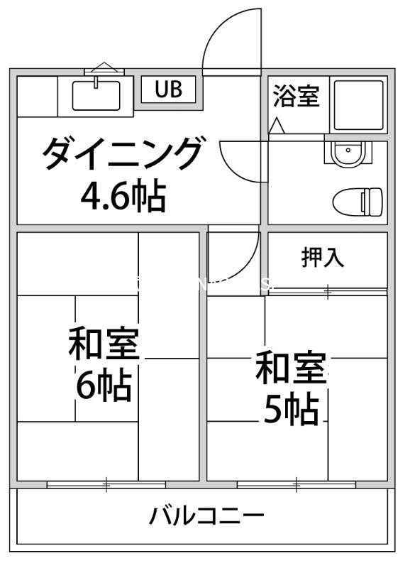 テラスフルール(2DK/3階)の間取り写真